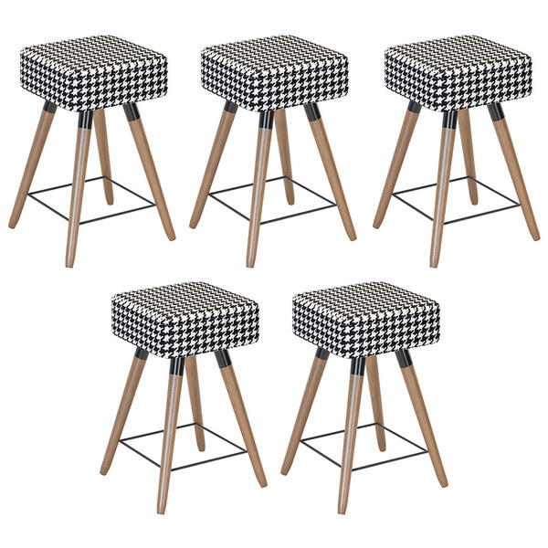 Kit 05 Banquetas Baixas Decorativas Rio 50x32cm Com Pés Palit