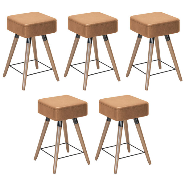 Kit 05 Banquetas Baixas Decorativas Rio 50x32cm Com Pés Palit