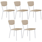 Kit 05 Cadeira Para Sala De Jantar Village Branco C01 Linho A