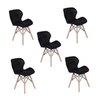 Kit 05 Cadeiras Charles Eames Eiffel Slim Wood Estofada - Pre