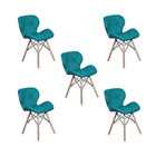 Kit 05 Cadeiras Charles Eames Eiffel Slim Wood Estofada - Tur