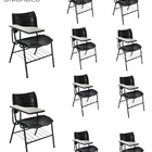 Kit 05 Cadeiras Escolar Com Porta Livros Cor Preto