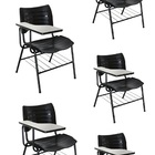 Kit 05 Cadeiras Escolar Com Porta Livros Cor Preto