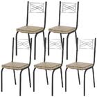 Kit 05 Cadeiras Tubular Preto Fosco 119 Assento Rattan