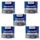 Kit 05 Massa Cola Plástica Porcelanato Mármore Argacon 800gr