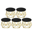 Kit 05 Mesa De Centro Lol Industrial Pé Ferro Dourado Tampo M