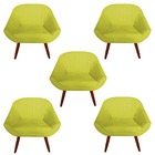 Kit 05 Poltrona Anitta Pés Palito Suede Amarelo - D'classe De