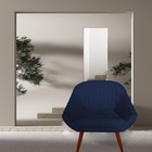 Kit 05 Poltrona Anitta Pés Palito Suede Azul Marinho - D'clas