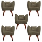 Kit 05 Poltrona Bia Pés Palito Suede Marrom Rato - D'classe D