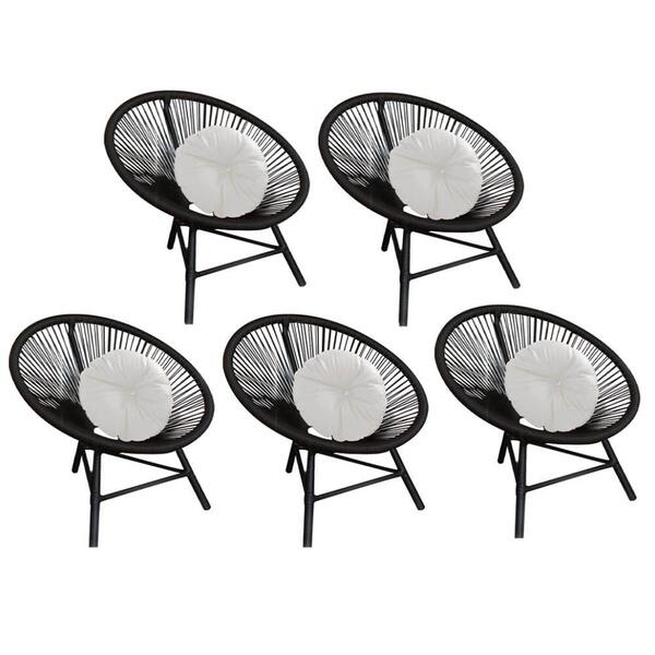 Kit 05 Poltrona Cadeira Corino Branco