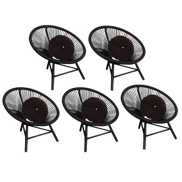 Kit 05 Poltrona Cadeira Corino Marrom