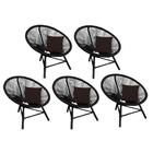 Kit 05 Poltrona Cadeira Corino Marrom