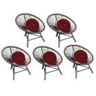 Kit 05 Poltrona Cadeira Jardim Varanda Suede Vermelho