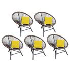 Kit 05 Poltrona Cadeira Suede Amarelo