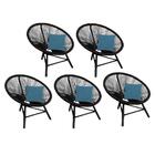 Kit 05 Poltrona Cadeira Suede Azul Turquesa