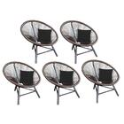 Kit 05 Poltrona Cadeira Suede Preto