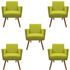 Kit 05 Poltrona Nina Decorativa Escritorio Suede Amarelo - D'