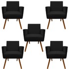 Kit 05 Poltrona Nina Decorativa Escritorio Suede Preto - D'cl