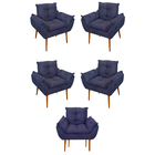 Kit 05 Poltrona Opala Sofá Sala, Quarto, Escritório Suede Azu