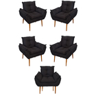 Kit 05 Poltrona Opala Sofá Sala, Quarto, Escritório Suede Pre