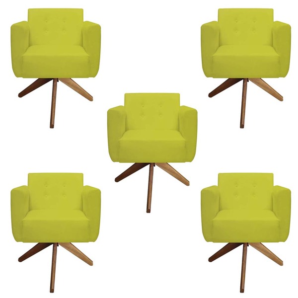 Kit 05 Poltronas  Decorativa Duda Base Giratória  Suede Amare