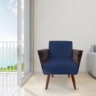 Kit 05 Poltronas Chanel Braça Tramada Pés Palito Suede Azul M