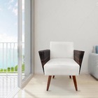 Kit 05 Poltronas Chanel Braça Tramada Pés Palito Suede Bege -