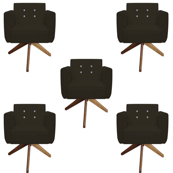 Kit 05 Poltronas Decorativa Duda Base Giratória C/strass Sued