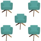 Kit 05 Poltronas Decorativa Duda Base Giratória C/strass Sued
