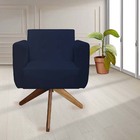 Kit 05 Poltronas Decorativa Duda Base Giratória Suede Azul Ma