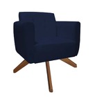 Kit 05 Poltronas Decorativa Duda Base Giratória Suede Azul Ma