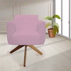 Kit 05 Poltronas Decorativa Duda Base Giratória Suede Rosa Be