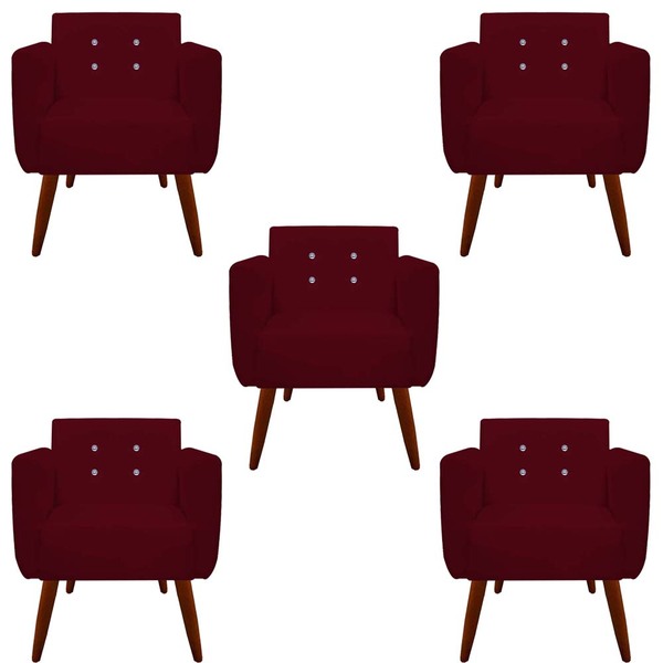 Kit 05 Poltronas Decorativa Duda C/strass Suede Marsala - D'c