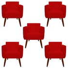 Kit 05 Poltronas Decorativa Duda Suede Vermelho - D'classe De