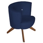 Kit 05 Poltronas Decorativa Giovana Base Giratória Suede Azul