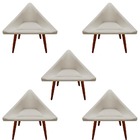 Kit 05 Poltronas Decorativa Ibiza Suede Bege - D'classe Decor