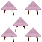 Kit 05 Poltronas Decorativa Ibiza Suede Rosa Bebê - D'classe
