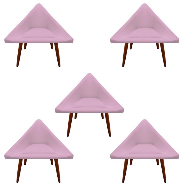 Kit 05 Poltronas Decorativa Ibiza Suede Rosa Bebê - D'classe