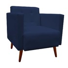 Kit 05 Poltronas Decorativa Isa Pés Palito Suede Azul Marinho