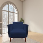 Kit 05 Poltronas Decorativa Isa Pés Palito Suede Azul Marinho