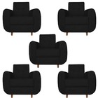 Kit 05 Poltronas Golden Pés Palito Suede Preto - D'classe Dec