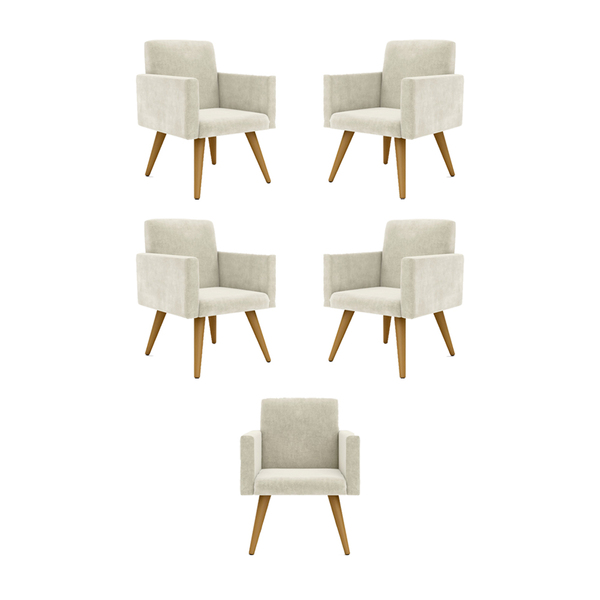 Kit 05 Poltronas Nina Decorativa Para Recepção Balaqui Decor