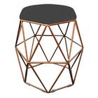 Kit 05 Puff Banqueta Aramado Luna Hexágono Base Bronze Corino