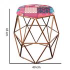 Kit 05 Puff Banqueta Aramado Luna Hexágono Base Bronze Patchw