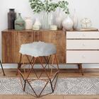 Kit 05 Puff Banqueta Aramado Luna Hexágono Base Bronze Pelúci