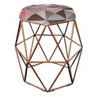 Kit 05 Puff Banqueta Aramado Luna Hexágono Base Bronze Triâng