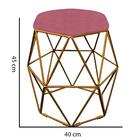 Kit 05 Puff Banqueta Aramado Luna Hexágono Base Dourado Suede