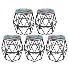 Kit 05 Puff Banqueta Aramado Luna Hexágono Base Preto Triângu