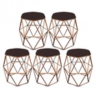 Kit 05 Puff Banqueta Aramado Luna Para Penteadeira Hexágono B