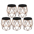 Kit 05 Puff Banqueta Aramado Luna Para Penteadeira Hexágono B